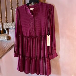 Penelope Rose long sleeve midi dress. Color: Merlot, size  XL.